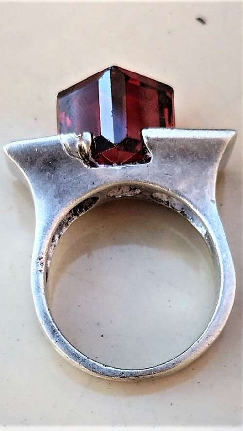 Ultra Modern `CUBE RED GARNET` Set in 925 SILVER