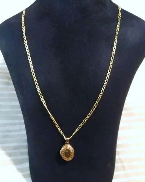 `ANTIQUE` Genuine Gold `LOVE LOCKET` Mounted on a `DOUBLE LINK` 9 Carat Gold Chain