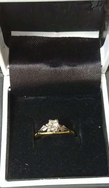 0.50ct Genuine DIAMOND set in 18ct Yellow Gold and Palladium Engagement Ring