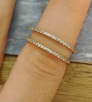 `Moda Caprea` Two 9ct Double Row half stone `GENUINE FULL CUT DIAMONDS` Rings