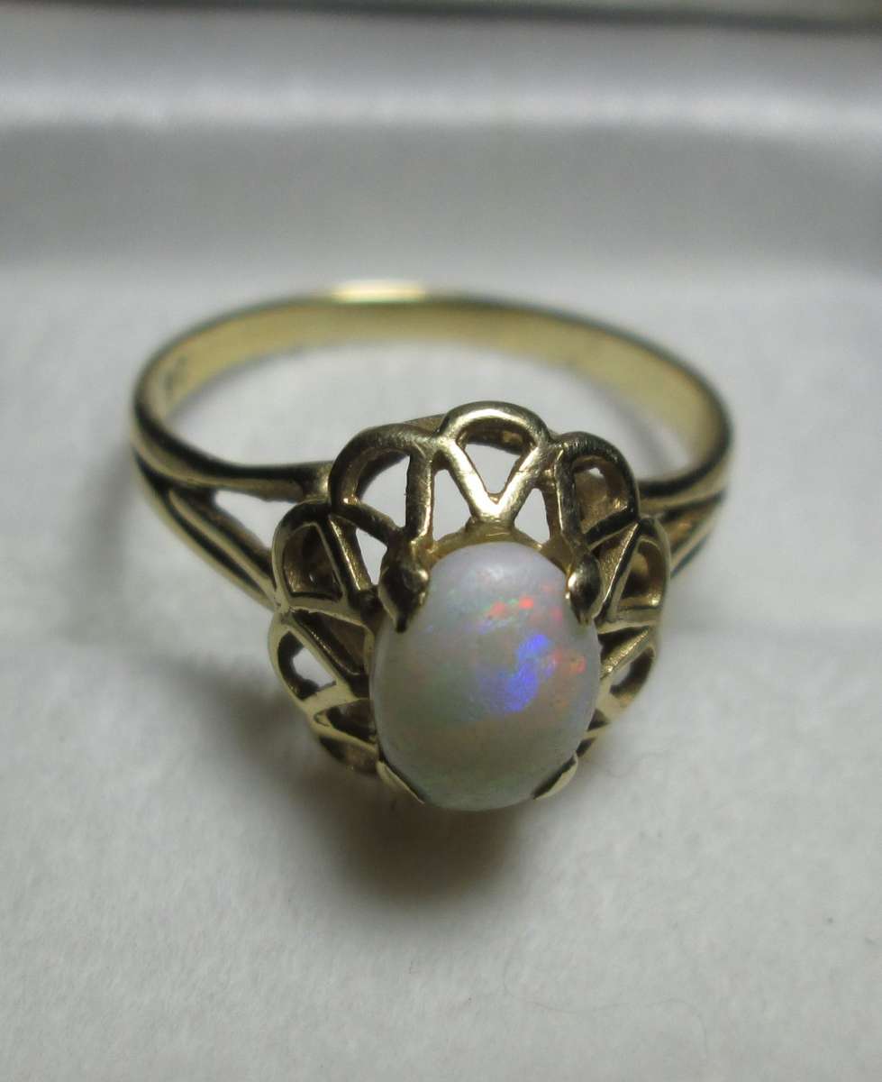Australian Natural `Sugar Opal` Ring Set in `9ct Genuine Yellow Gold`