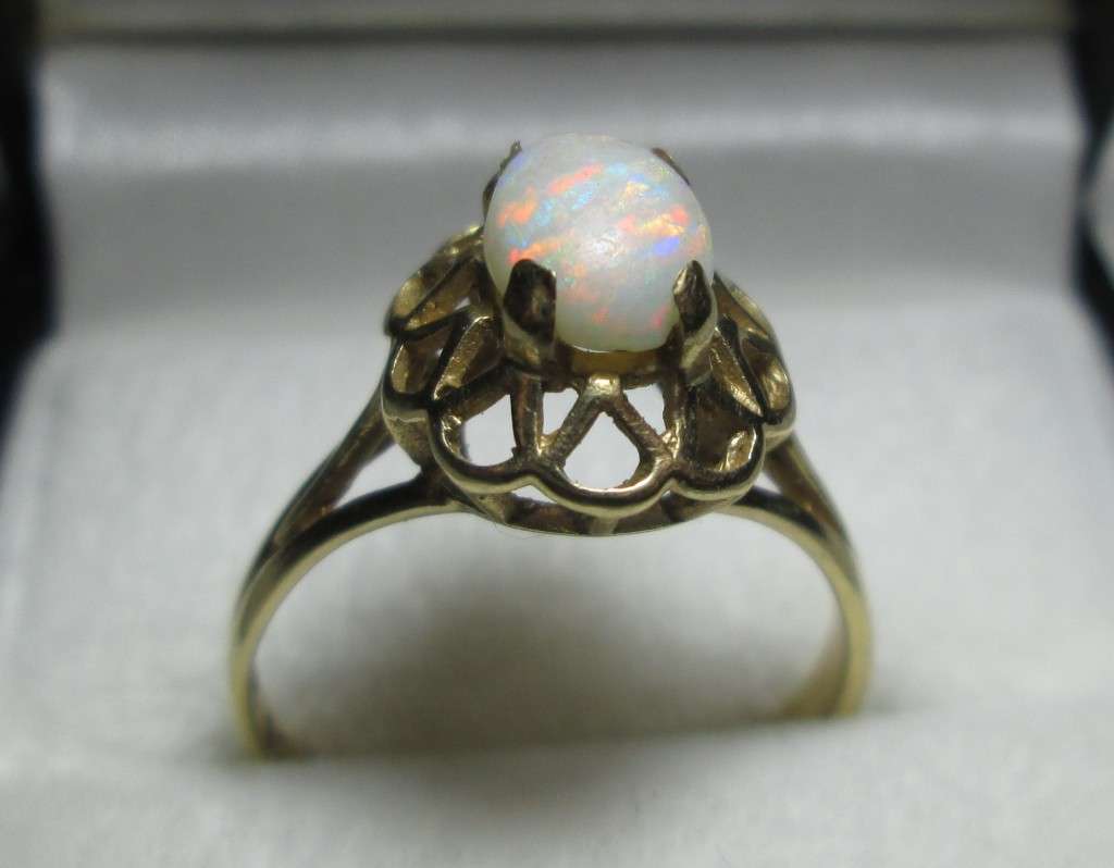 Australian Natural `Sugar Opal` Ring Set in `9ct Genuine Yellow Gold`