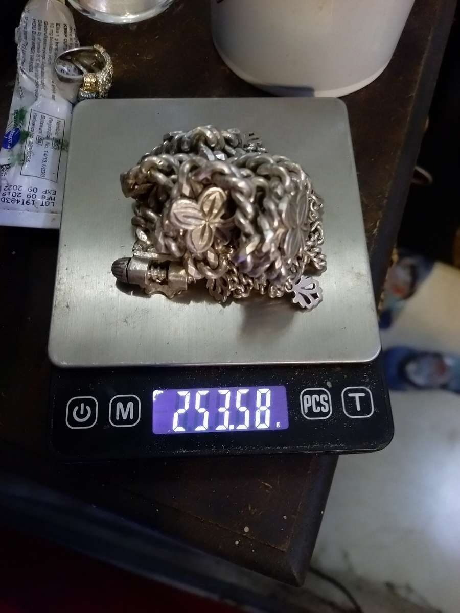 `Scrap Metal Value R5000` / 253 GRAMS `VERY RARE` Cultural` 925 Sterling Silver Armband.