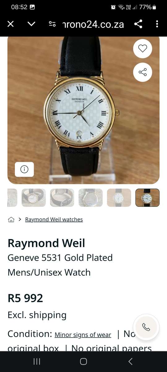 `RAYMOND WEIL`  Geneve 18CT Gold Plated Mens Watch.