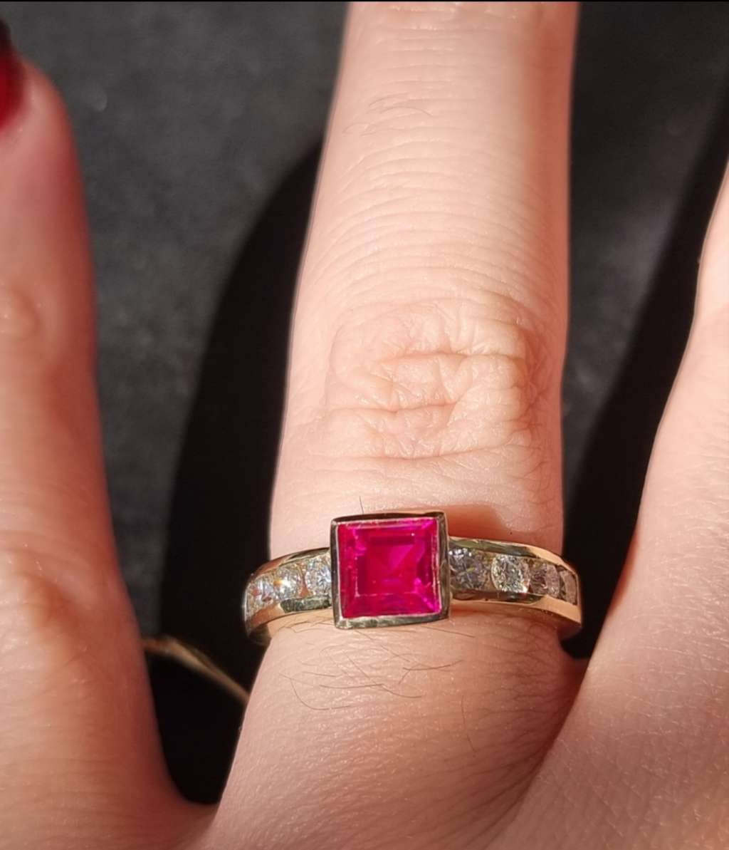`1.80 Carat `RUBY and DIAMOND` Dress Ring, set in 9CT Yellow Gold (Genuine Gold and Gemstones)