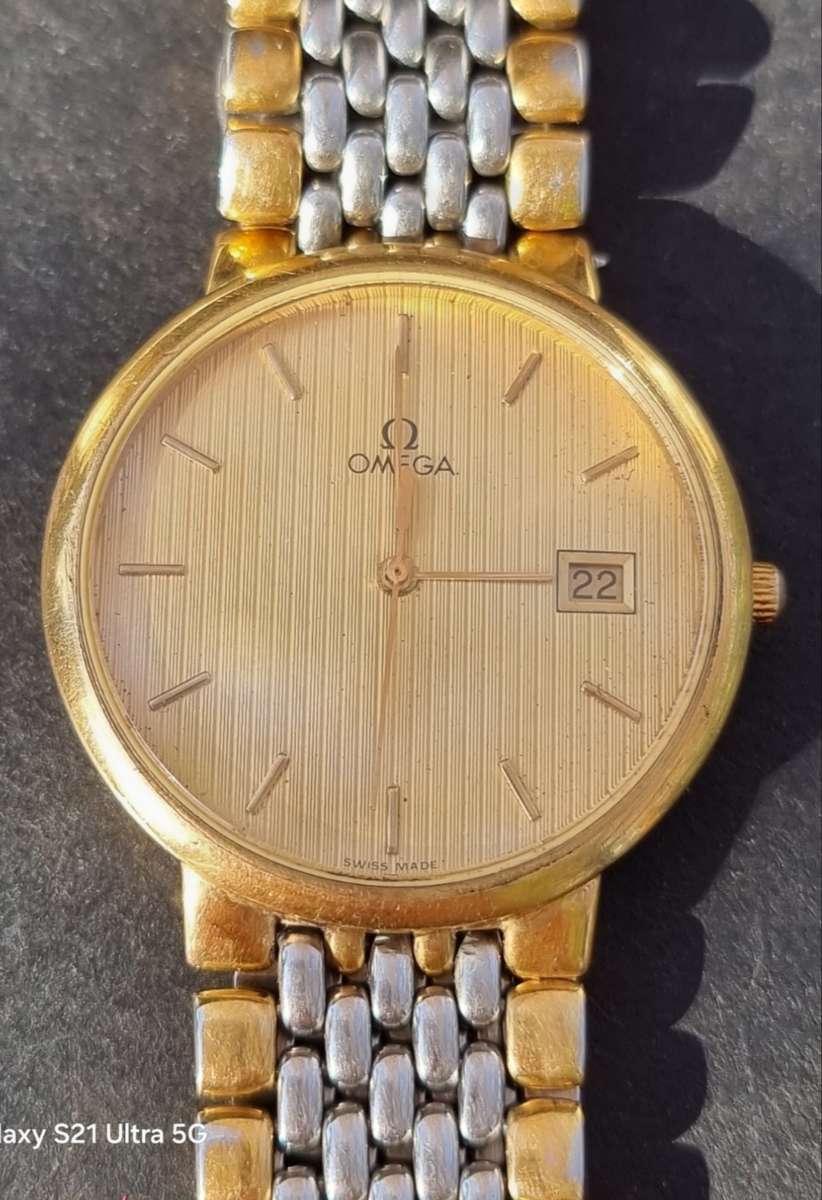 "PERFECT WORKING CONDITION"`OMEGA` De Ville Men`s  Gold Two Tone Watch. (Genuine)