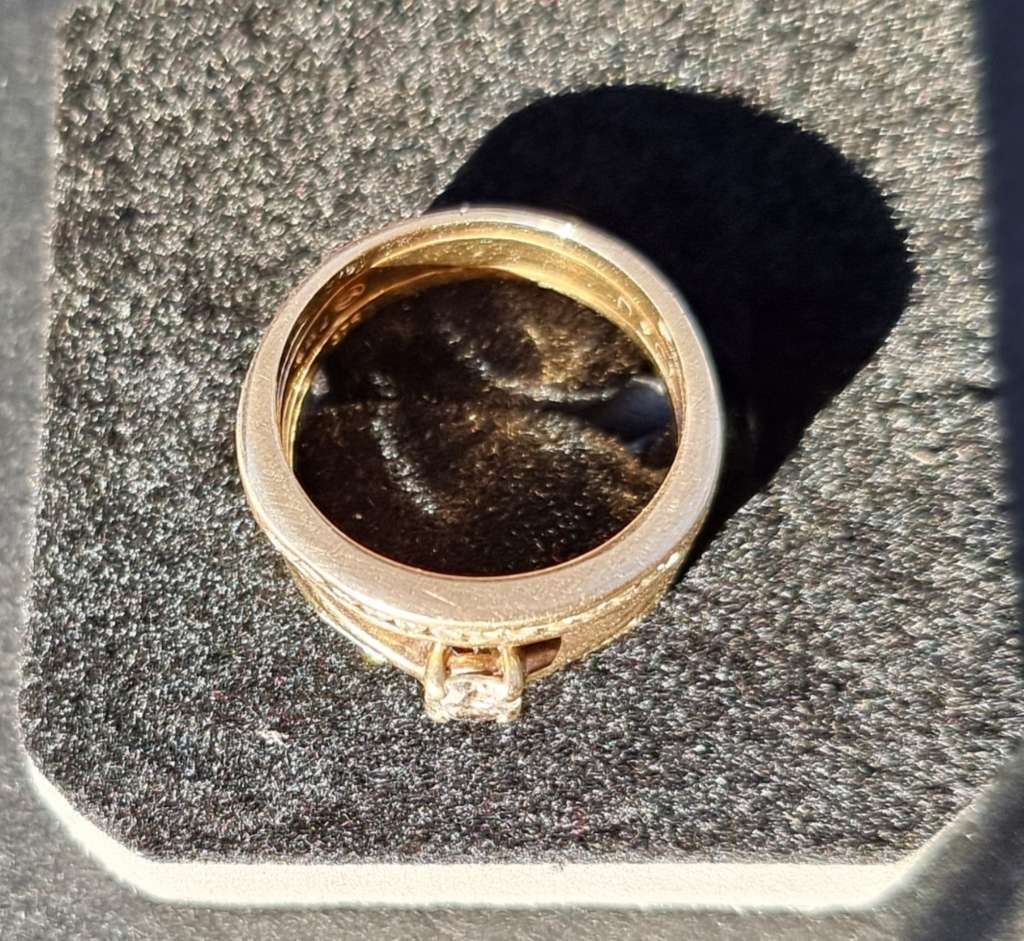 Value R25.000. / 0.45 Carat "NATURAL DIAMONDS` Triple Wedding / Engagement Ring Set.