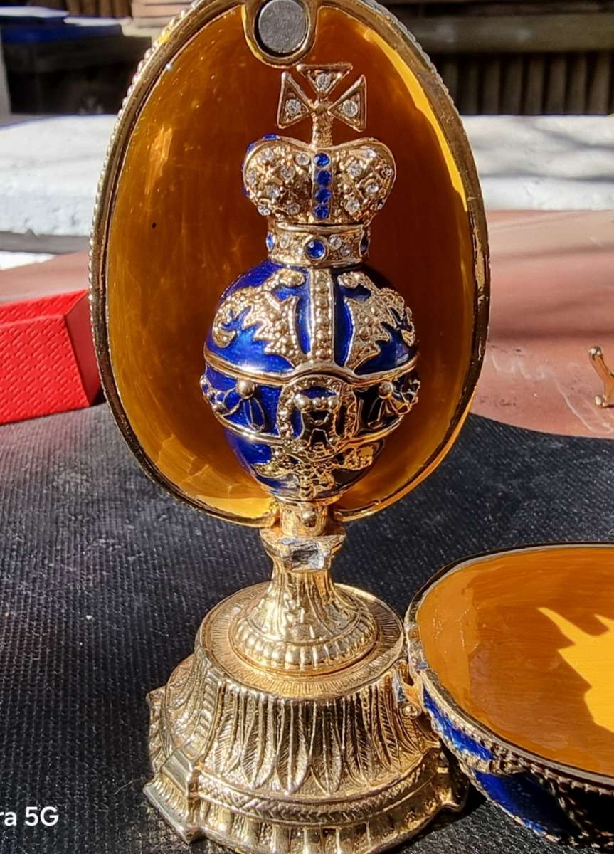 Double Blue Egg Jewelry Box Easter Egg.