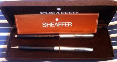 Sheaffer white dot, pen and pencil set