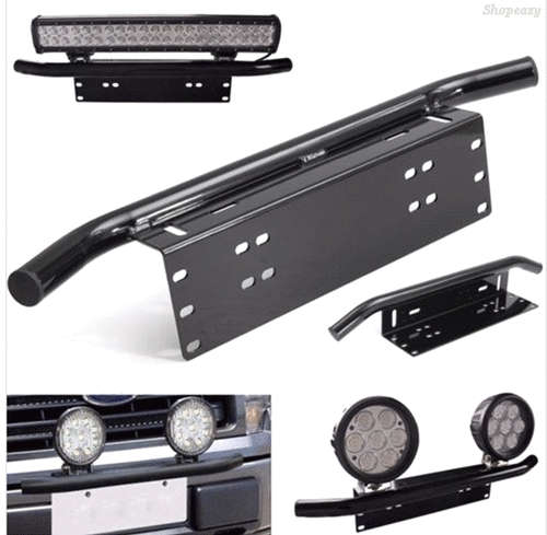 Car SUV Front Bumper License Plate Mount Bracket Holder Off-road Light Bar Black
