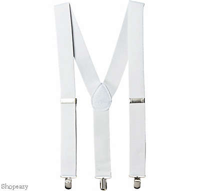 Mens Suspenders Wide Adjustable and Elastic Braces Y Shape with Clips