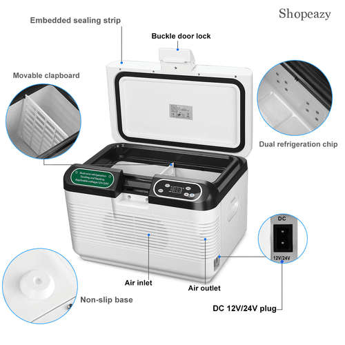 12L Portable Dual-core Fridge Camping Car Truck Cooler Refrigerator Heater Box