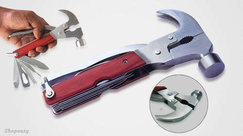 8 in 1 multi-function stainless steel hammer wrench pliers saw blade knife tools set