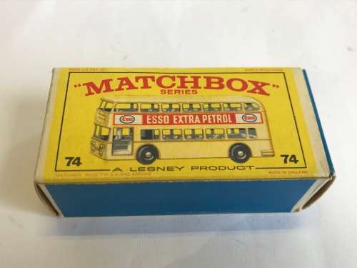 FOR GERRIT ONLY - Box only - MATCHBOX LESNEY #74 DAIMLER DOUBLE DECKER BUS, WHITE WITH ORIGINAL BOX