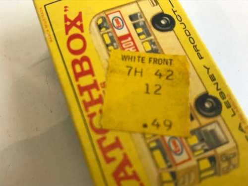 FOR GERRIT ONLY - Box only - MATCHBOX LESNEY #74 DAIMLER DOUBLE DECKER BUS, WHITE WITH ORIGINAL BOX