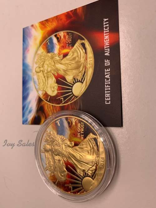 2018 1 OZ AMERICAN EAGLE SILVER COIN .999 - COLORIZED WITH BOX AND COA