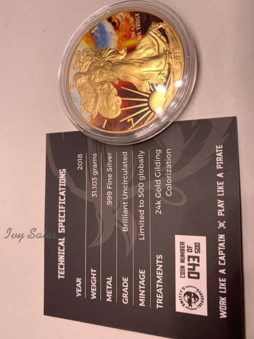 2018 1 OZ AMERICAN EAGLE SILVER COIN .999 - COLORIZED WITH BOX AND COA
