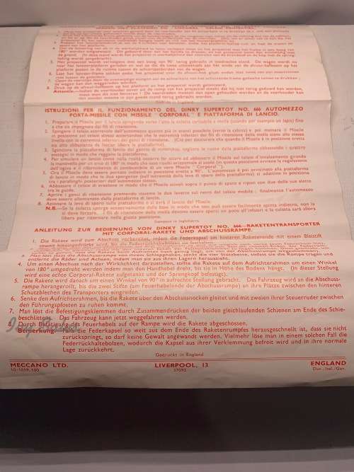 FOR DALE ONLY - Dinky Toys #666 Missile Erector Vehicle With Corporal Missile And La+ ORIGINAL BOX