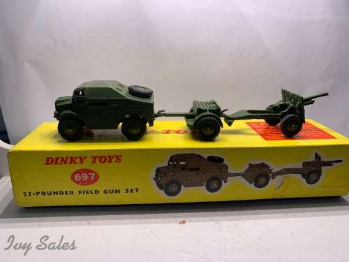 Dinky Toys #697 - 25 Pounder Field Gun Set + Original Box - MINT