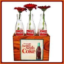 Wooden Crate with Mini Coke Bottles Ornamental