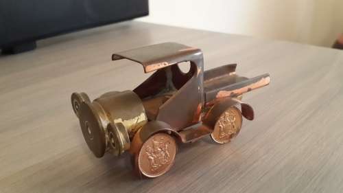 Vintage car made of old Rhodesia coins and bullet shell casings - trench art ?