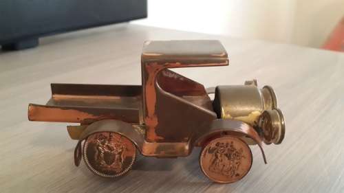Vintage car made of old Rhodesia coins and bullet shell casings - trench art ?