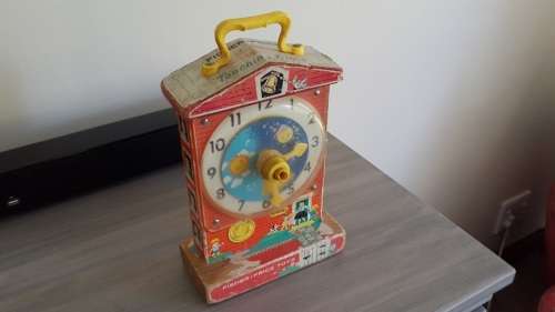 Vintage Fisher Price Music Box Teaching Clock -  working