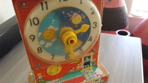 Vintage Fisher Price Music Box Teaching Clock -  working