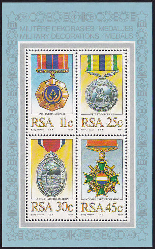RSA : 1984, MILITARY DECORATIONS (MINIATURE SHEET) (**MINT)
