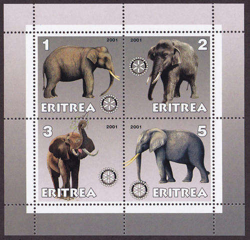 ELEPHANTS : ERITREA, 2001 (MINIATURE SHEET)