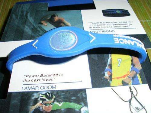 POWER BALANCE ODD STOCK {S} WRISTBAND L/BLUE **Slight stains**