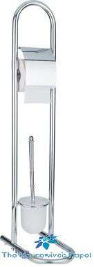 **SPECIAL** Free Standing Bathroom Glass Toilet Brush & Paper Roll Holder from The Housewives Depot