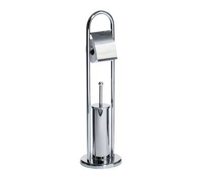 ON SPECIAL Free Standing Bathroom Chrome Toilet Brush & Paper Roll Holder from The Housewives Depot