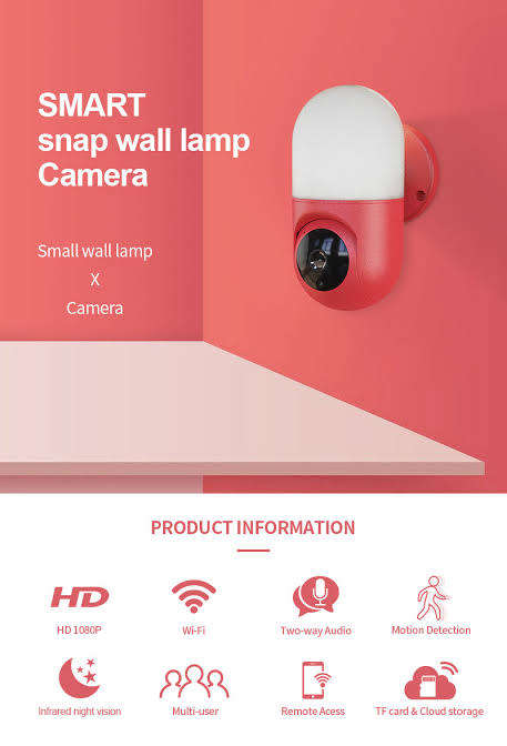 Camera Smart Snap Wall Lamp 1080P HD