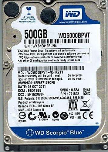 WD Western Digital Blue 500GB Laptop Hard Drive