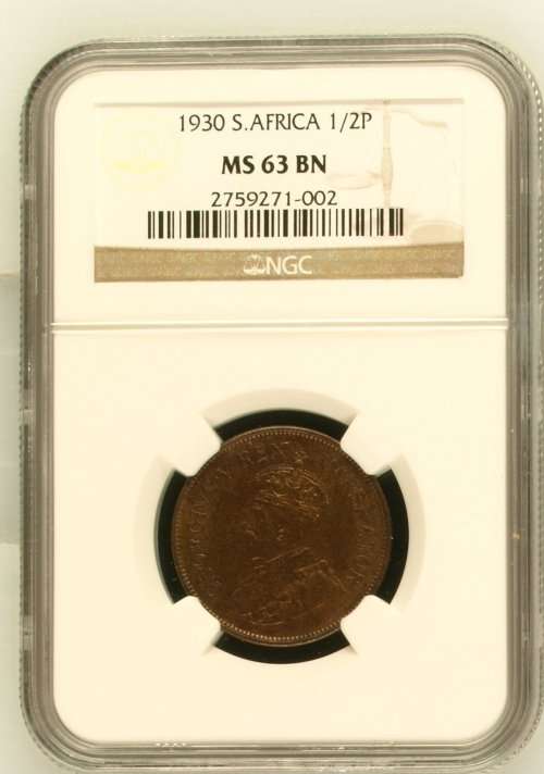1930 S. AFRICA HALFPENNY - MS63BN