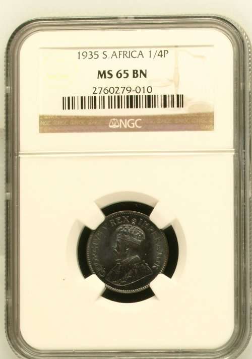 1935 S AFRICAN FARTHING - NGC MS65BN