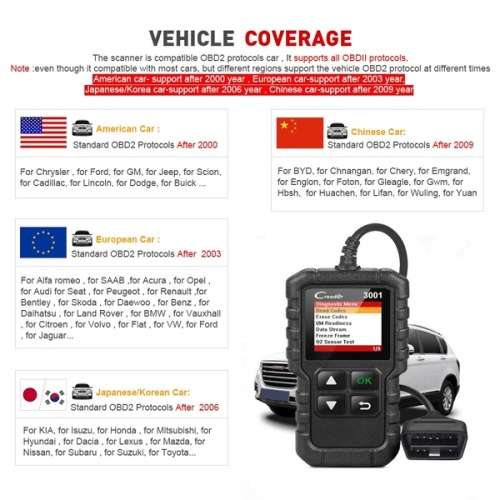 LAUNCH CR3001 X431 Creader 3001 OBD2 Scanner Automotive Car Diagnostic Scanner