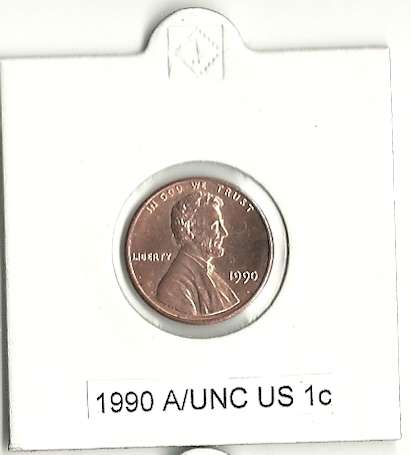 1990 A/UNC US 1 Cent