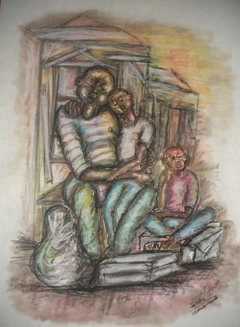 JERRY MOKHACHANE PASTELS ON PAPER VALUED AT R7000