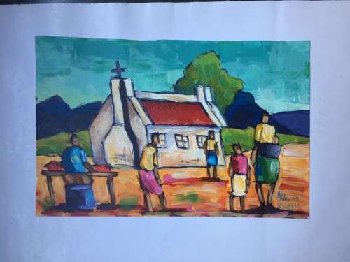 NICELY DONE PIECE BY ALLEN KUPETA ~~ ACRYLICS ON PAPER