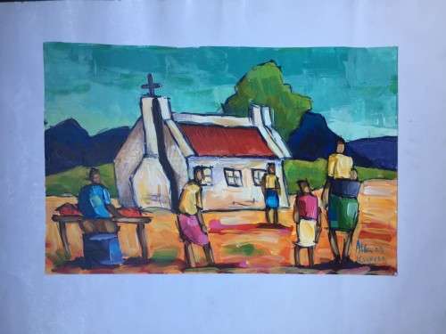 NICELY DONE PIECE BY ALLEN KUPETA ~~ ACRYLICS ON PAPER