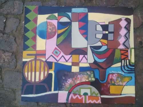 South African Master oil on Board by Speelman Mahlangu