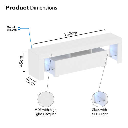 Modern LED TV Stand Unit white Cabinet DH-V73 - 26.50kg