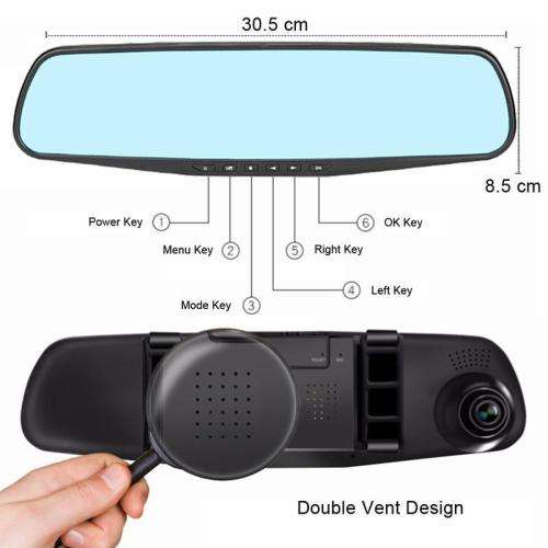Dashcam Dual Lens Car Camera Full HD 1080P Video Recorder Rearview Mirror With Rear view DVR