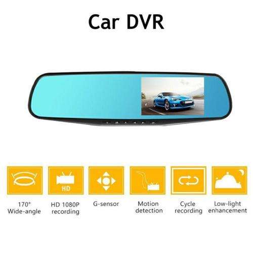Dashcam Dual Lens Car Camera Full HD 1080P Video Recorder Rearview Mirror With Rear view DVR
