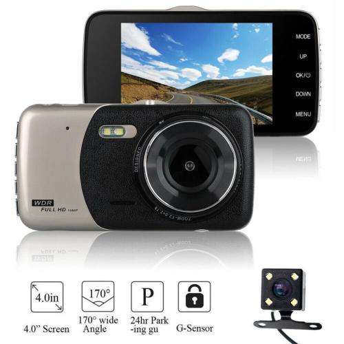 Dual Lens Car DVR DashCam Camera HD 1080p Video with Rear Camera