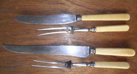 Set of 2 bone china carving knifes and forks