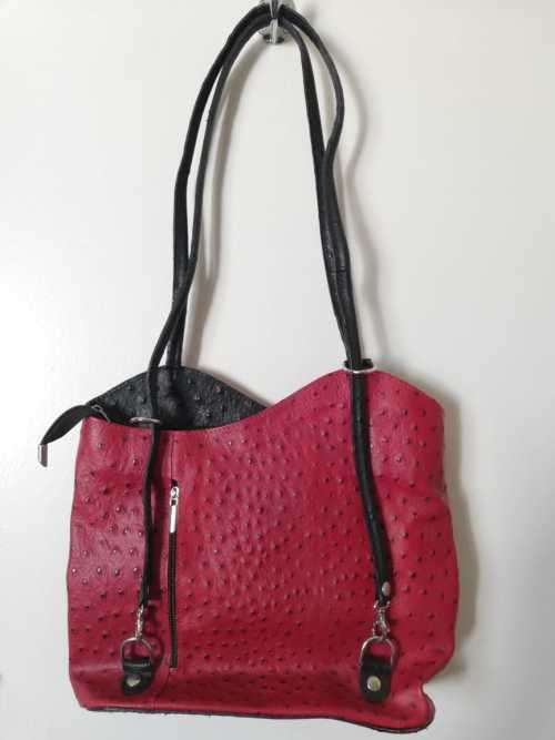 Stunning Red ostrich leather Handbag