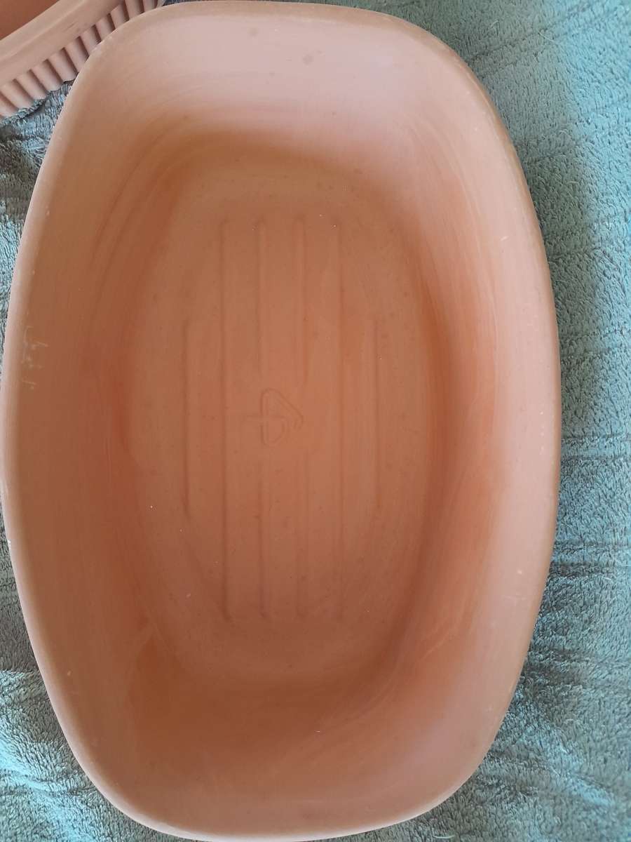 Large Vintage Clay Roasting Dish with Lid